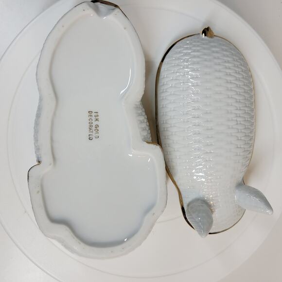 Bone China Porcelain Pig Hinged Trinket Jewelry Box w/ 18k Gold Accent - Picture 9 of 16